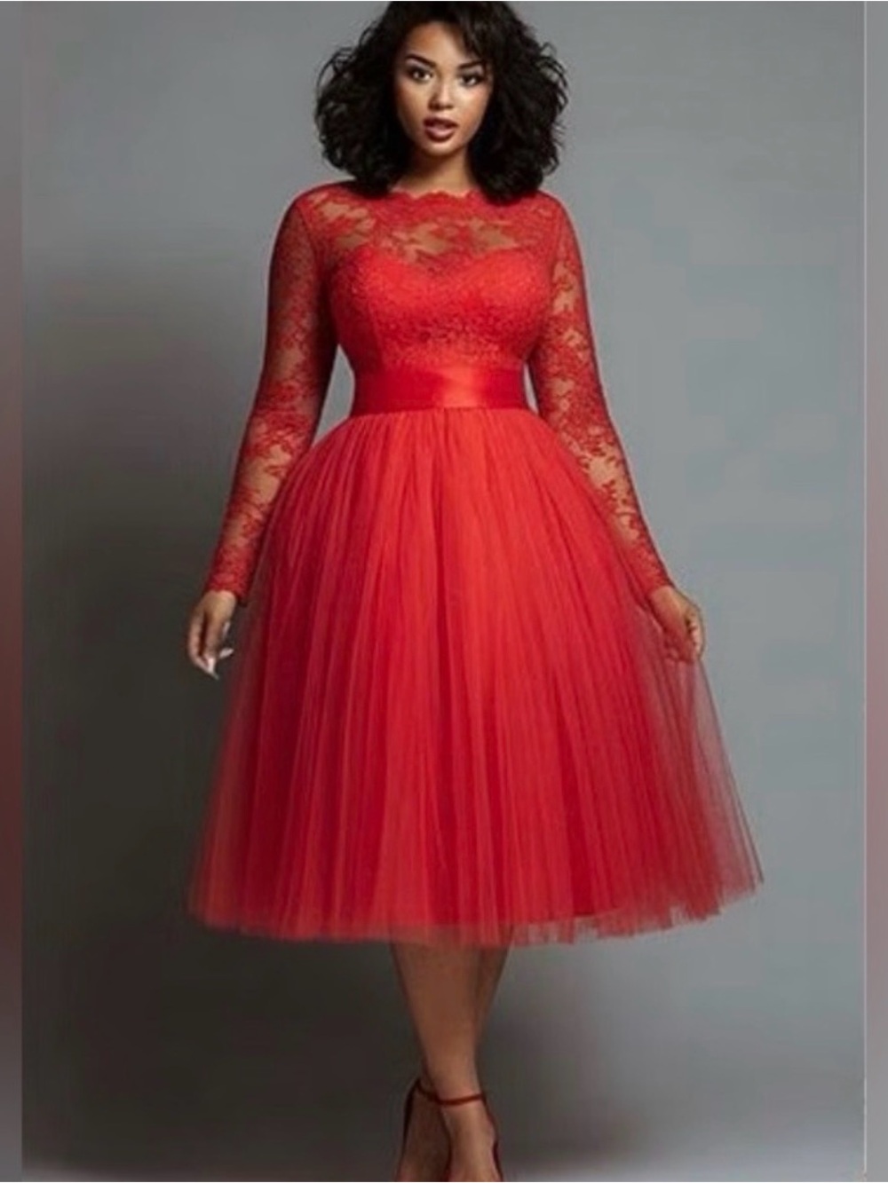 NWT XPLUSWEAR Elegant Red Lace  Dress